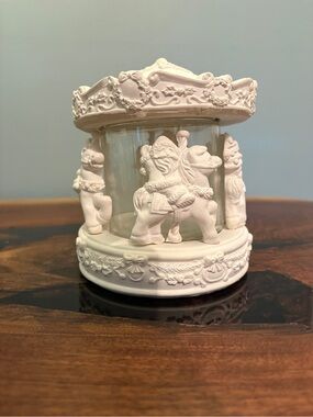 Vintage 1996 California Creations Olde Time Carousel Santa Jar #34011